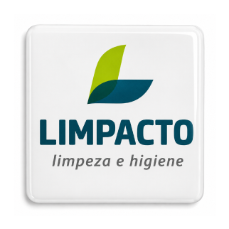 Adesivo resinado limpacto logo vertical cor com assinatura 3x3cm