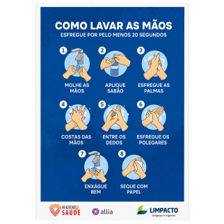 Adesivo como lavar as maos 10,5cmx15cm