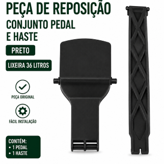 Peça de reposição - conjunto pedal e haste preto lixeira 036 litros