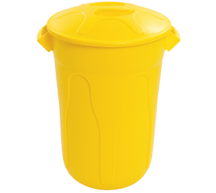 Cesto plástico com tampa 040 litros amarelo jsn