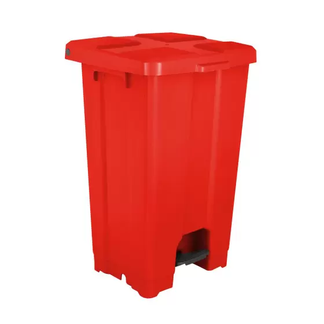 Caixa com 03 lixeiras com pedal 060 litros vermelha jsn