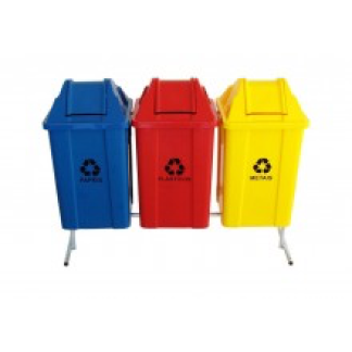 Conjunto para coleta seletiva 100l com 3 lixeiras