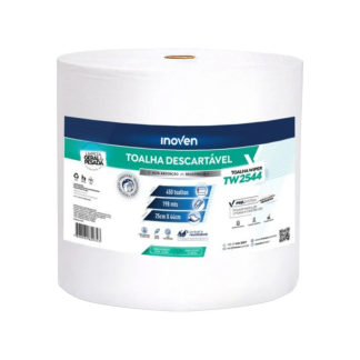 Pano de limpeza wiper 25cm x 44cm - rolo com 450 unidades - branco - inoven