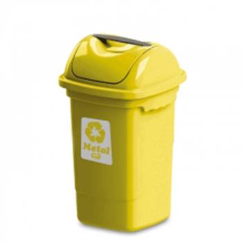 Lixeira com Tampa Basculante 030 Litros Amarelo Plasvale