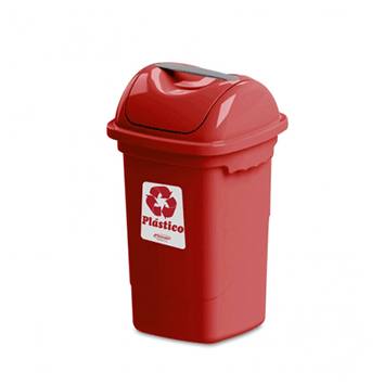 Lixeira com Tampa Basculante 030 Litros Vermelho Plasvale