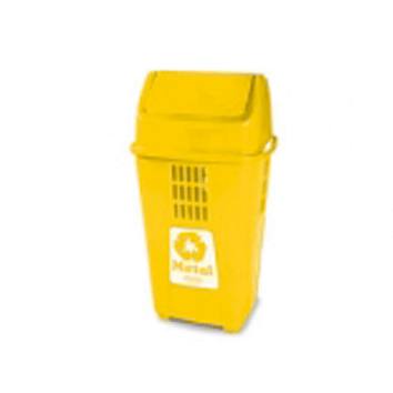 Lixeira com Tampa Basculante 050 Litros Amarelo Plasvale