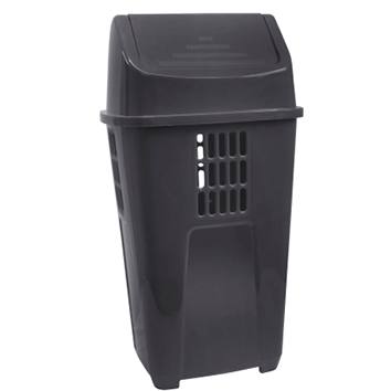 Lixeira com Tampa Basculante 050 Litros Preto Plasvale Ref. 756