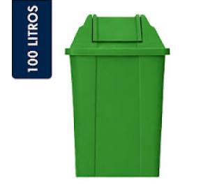 Lixeira com Tampa Basculante 100 Litros Verde JSN