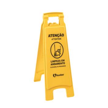 Placa Amarela de Sinalização da Kunber Limpeza em Andamento - Ref: 14103