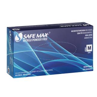 Luva de Nitrilico Azul Safemax Blue Tamanho Pequeno - Caixa C/100 Unid