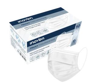 Máscara Descartável Tripla Cir?rgica Branca Caixa com 2500 Unidades - Inoven