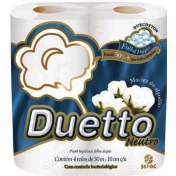 Papel Higiênico Rolinho Folha Dupla 72X30M Duetto