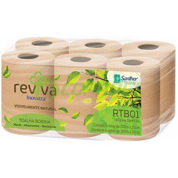 Papel Toalha Bobina 6X200M Reviva RTB01