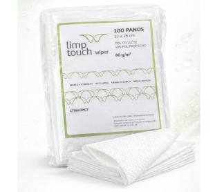 Pano de Limpeza Wiper 25CM X 33CM - Pacote 100 Panos - Branco - Limp Touch Wipes