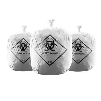 Saco para Lixo Hospitalar 15L Branco Almofada 100 PÉS 39X58
