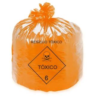 Saco para Lixo Hospitalar 50L Laranja Almofada 100 PEÇAS 63X80X7