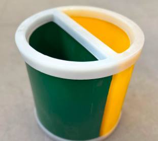 Lixeira Mix Plástica com 2 Divis?es para Coleta Seletiva - Verde e Amarelo