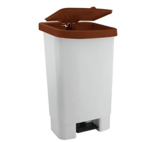 Lixeira com Pedal 050 Litros Branca Tampa Marrom Kunber