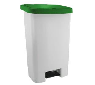 Lixeira com Pedal 050 Litros Branca Tampa Verde Kunbe